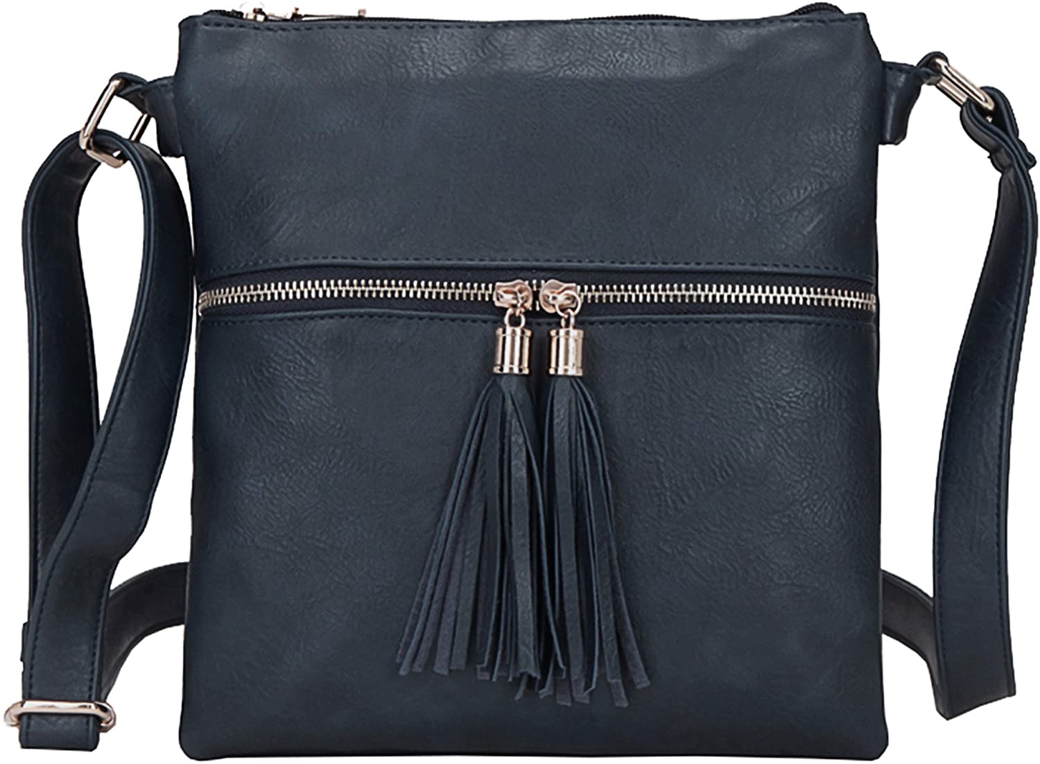 Price:$20.00    Big Handbag Shop Womens Medium Size Trendy Messenger Cross Body Shoulder Bag (Design 2 - Navy)  Clothing