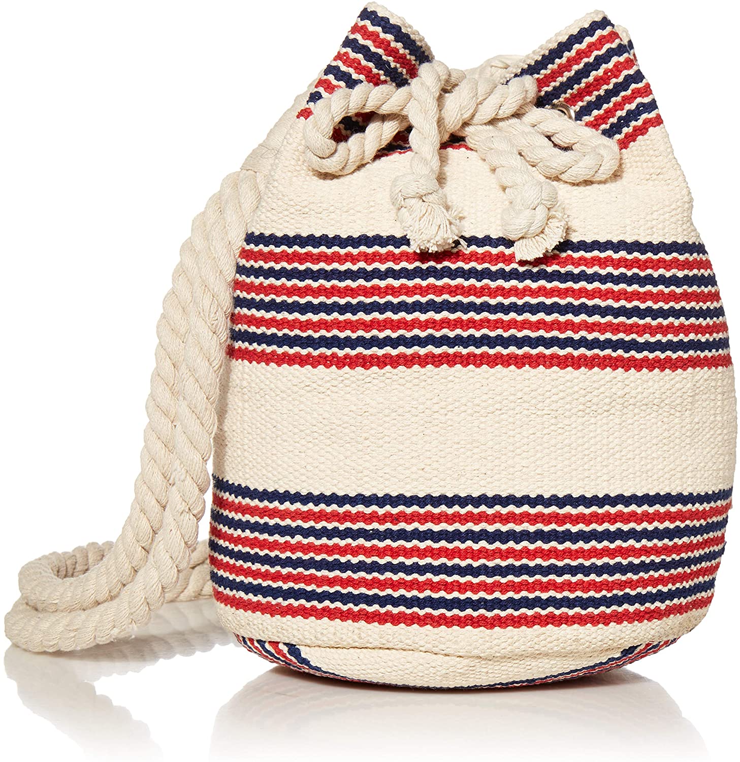 Price:$30.47    Seafolly Women's Stripe Bucket Bag with Long Braided Shoulder Strap, Carried Away Chili/Blue Opal, One Size  Clothing