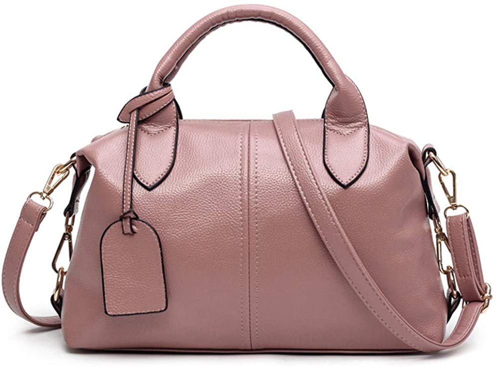 Price:$22.80    Sunwel Fashion Women's Faux Leather Boston Bags Shoulder Crossbody Handbag Satchel Purse Red Black Blue Pink (pink)  Clothing