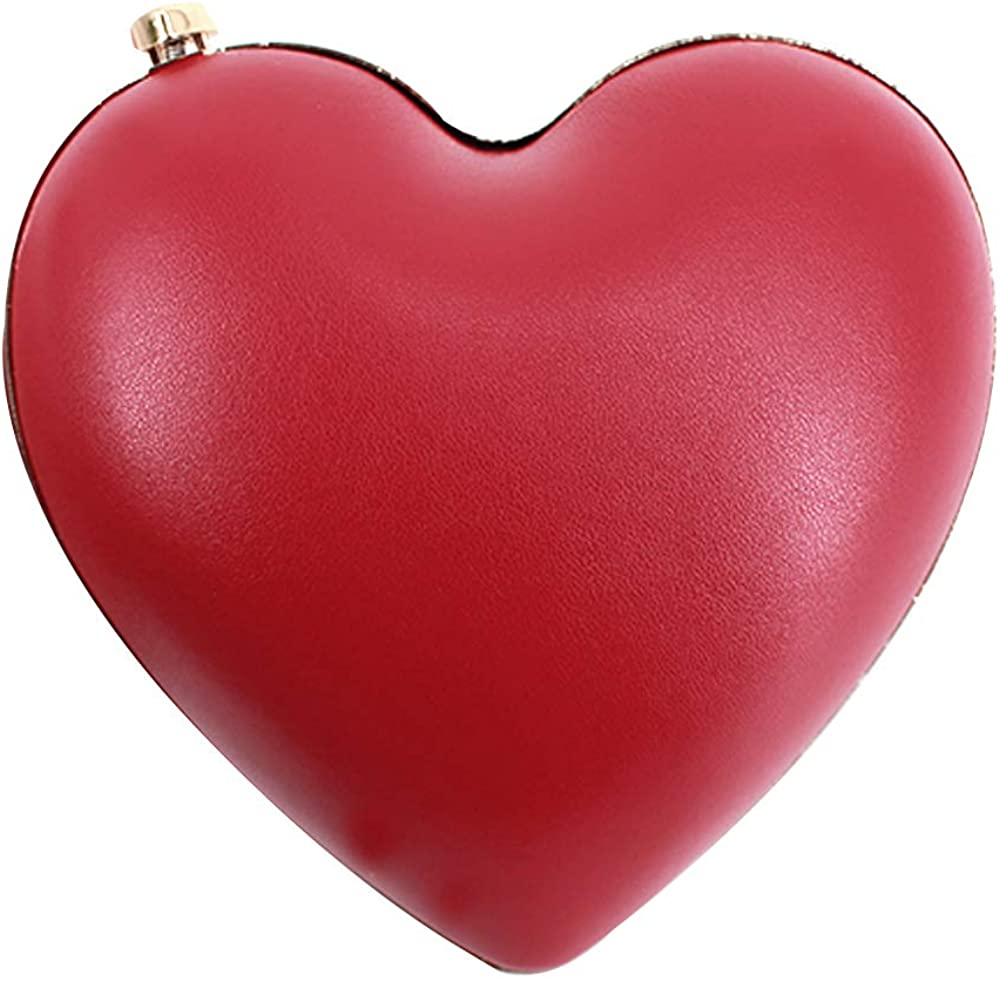 Price:$14.99 Adela Clutch Purses Heart Shape for Women Evening Bag Chain Crossbody Shoulder Clutch, Red, One Size  Handbags   