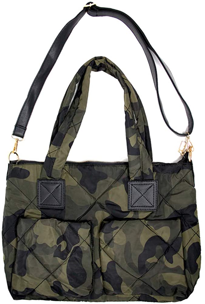 Price:$34.99    Me Plus Women Fashion Green Camouflage Quilted Puffer Shoulder Bag Crossbody Tote Bag (Camo Crossbody - Green)  Clothing