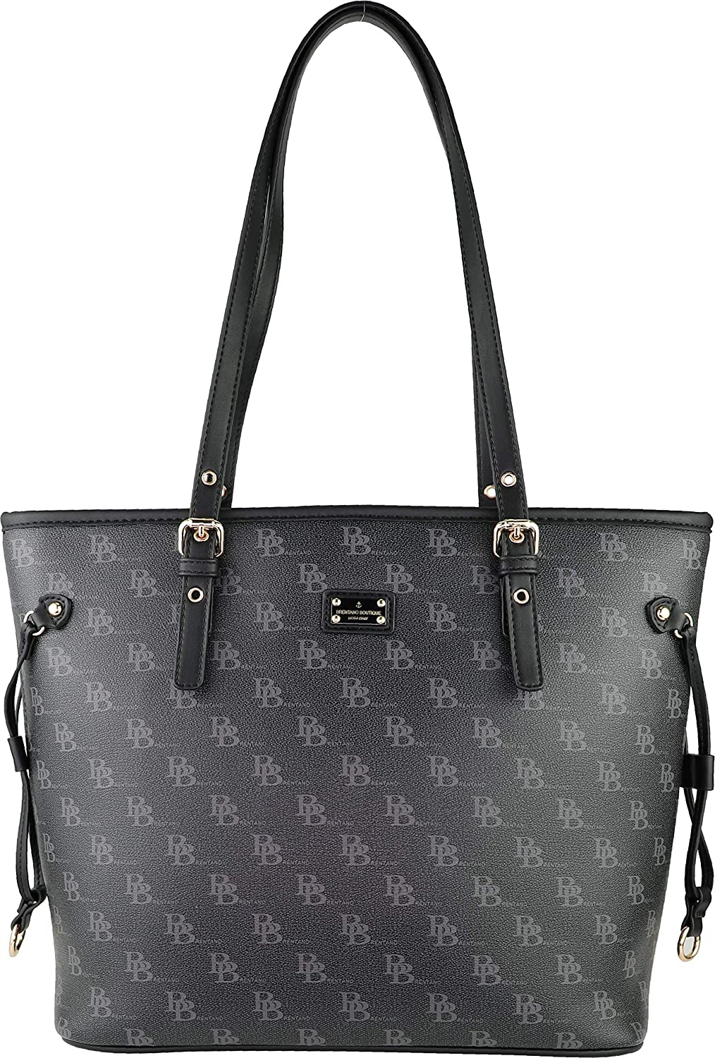 Price:$26.36    B BRENTANO Vegan Leather Shoulder Tote Bag (BB Black)  Clothing