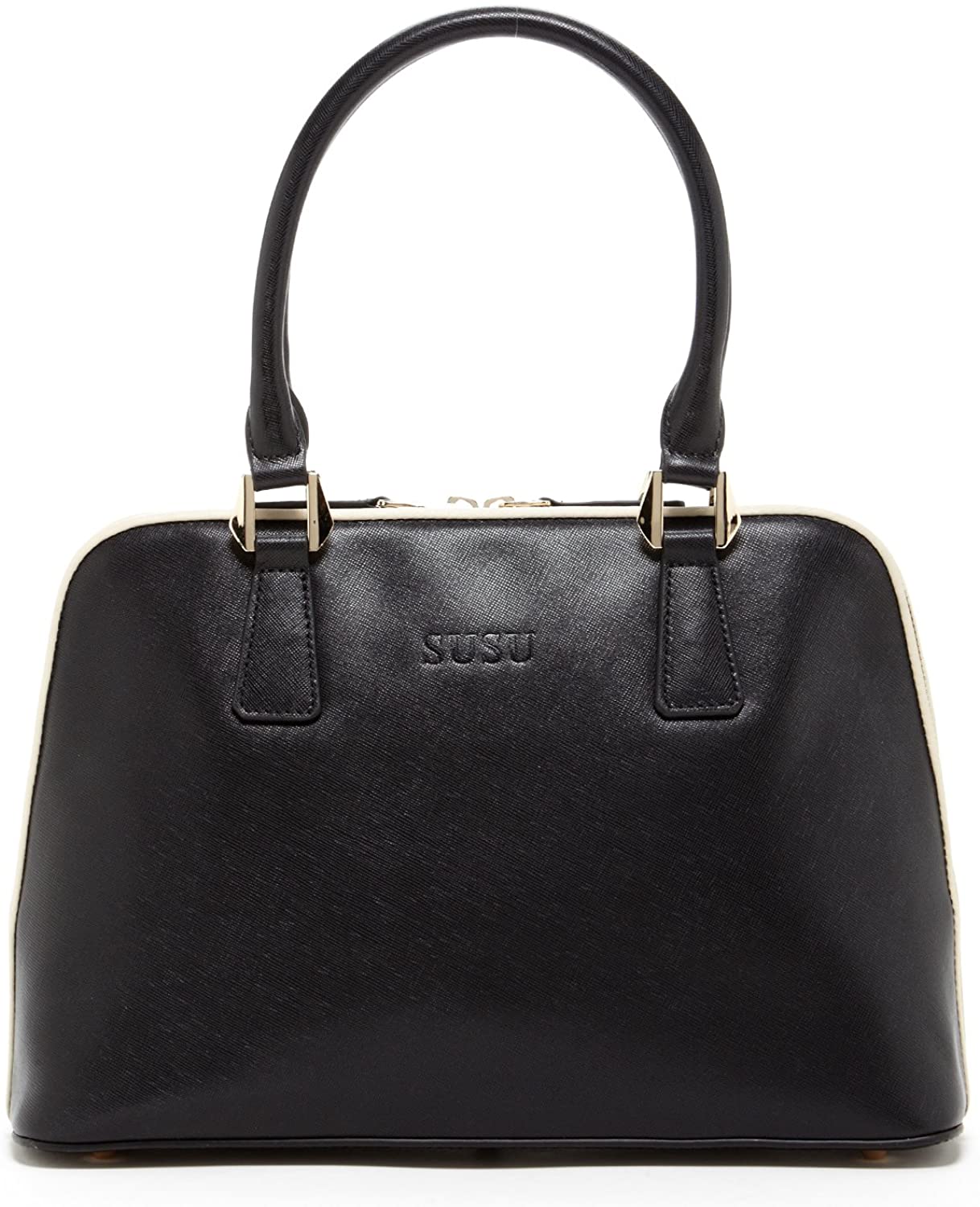Price:$98.00 Satchel Bags For Women Saffiano Leather Designer Structured Crossbody Bag Purse For Work Top Handle Handbags On Sale Black Tote Shoulder Strap Handbag with Zipper Closure Handbag Dome Shape It Purses  Handbags   