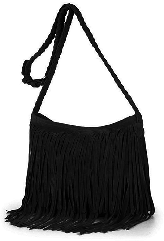 Price:$19.99    Bao Core Womens Hippie Suede Retro Vintage Fringe Tassle Faux Leather Shoulder Bag Messenger Crossbody Handbag  Clothing