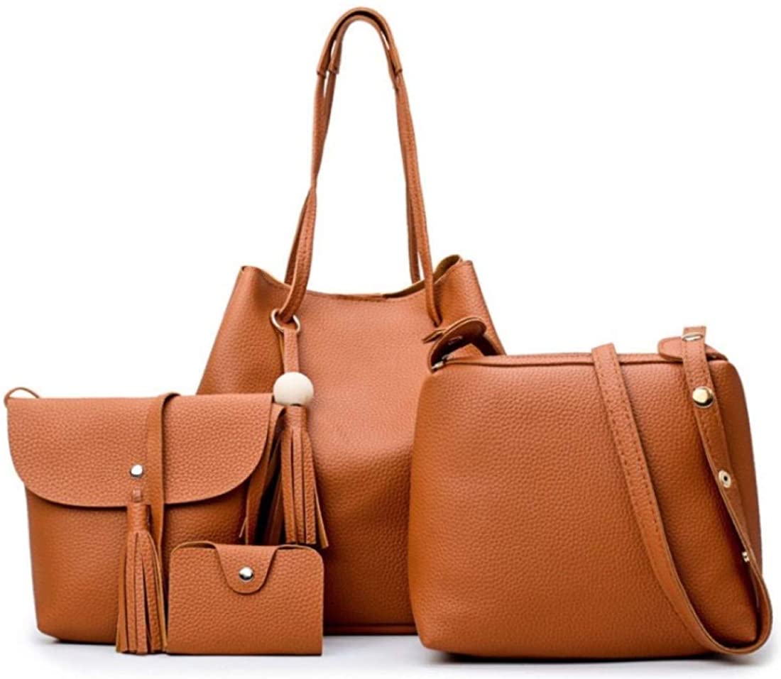 Price:$25.00    Fashion Women's PU Leather Handbag Shoulder Bag Purse Card Holder 4pcs Set Tote  Clothing