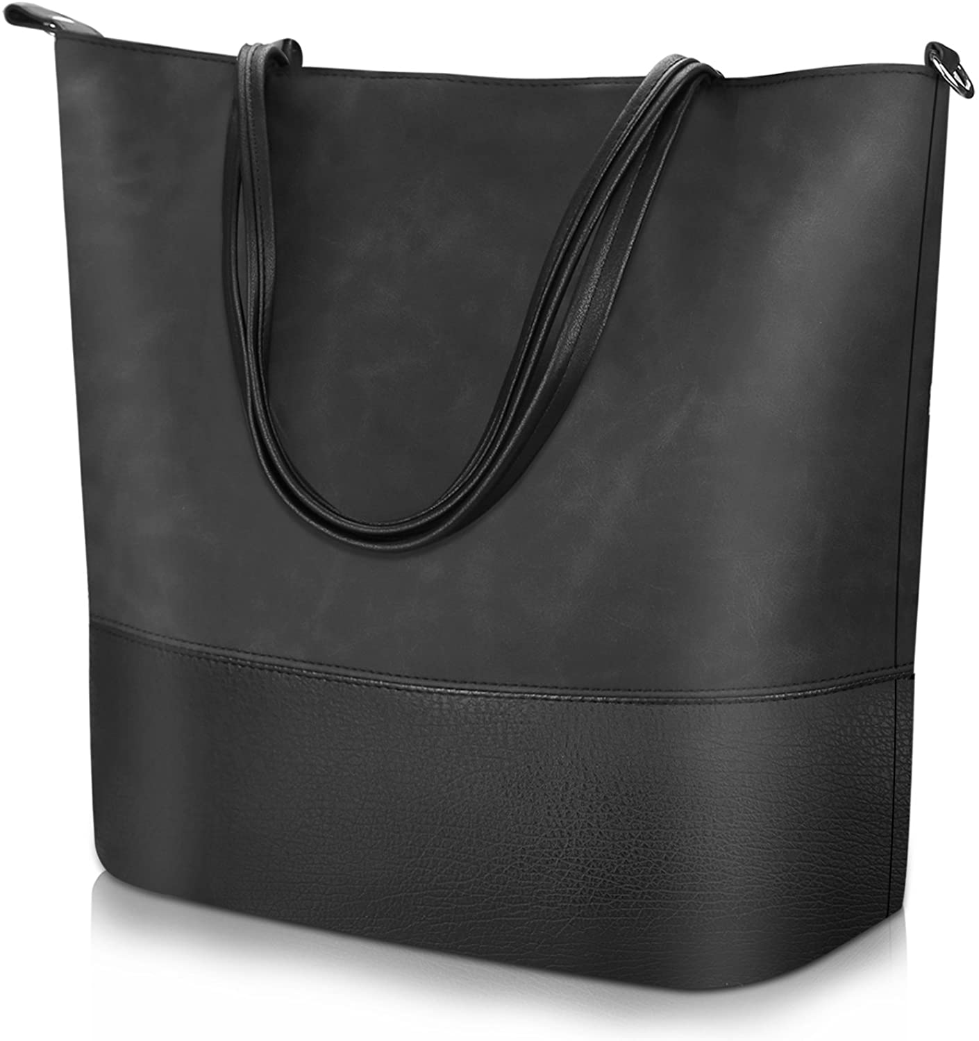 Price:$20.99    Vintage Style Shoulder Bag for Women, Soft Leather Bag Women Travel Casual Handbag Large Capacity Tote Bag for Women Black  Clothing