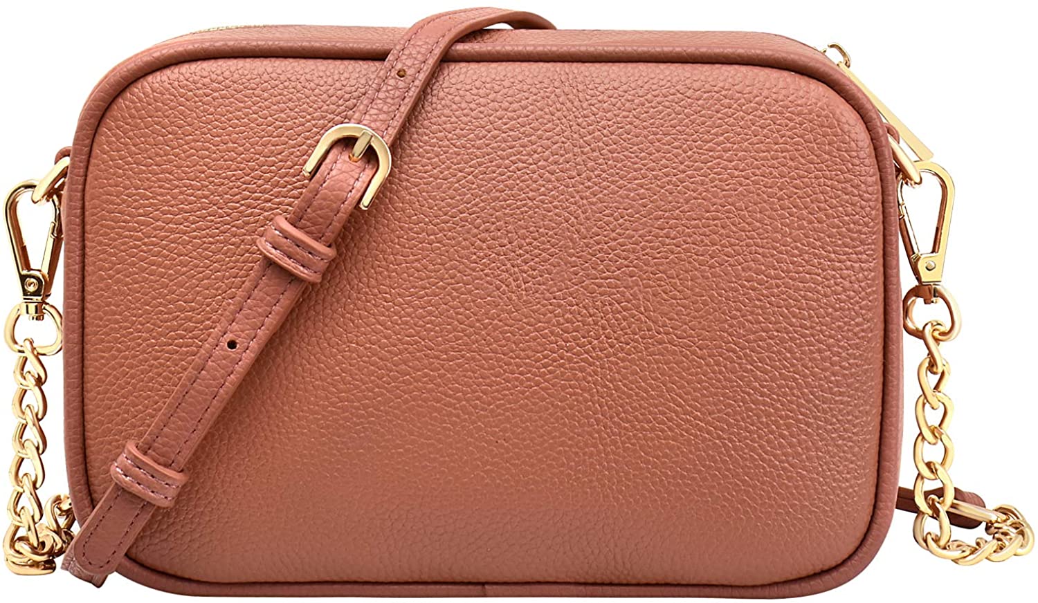 Price:$19.55 Women's Crossbody Bag Genuine Leather Crossbody Purse Bags for Women Teens Zipper Crossbody Shoulder Handbag - Pink  Handbags   
