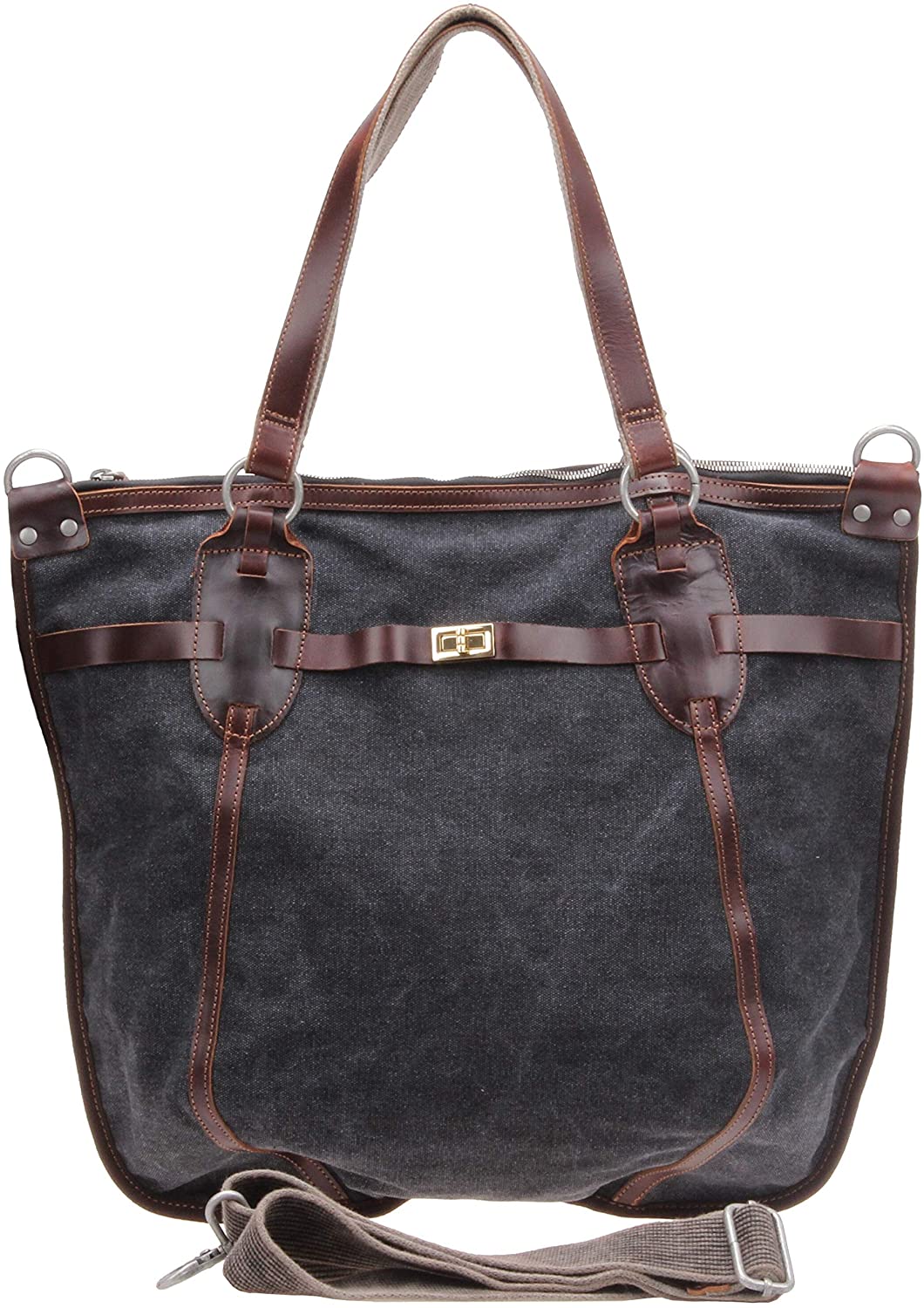 Price:$29.99    IBLUE Womens Canvas Leather Trim Handbag Large Travel Tote Durable Daily Use Shoulder Purse Vintage Crossbody Bag  Clothing