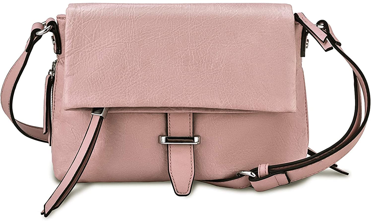Price:$29.99 Women Shoulder Bag Crossbody Bag Pocketbooks Soft Leather Purses and Multi Pocket Extensible Top Zip Handbags (Pink)  Handbags   
