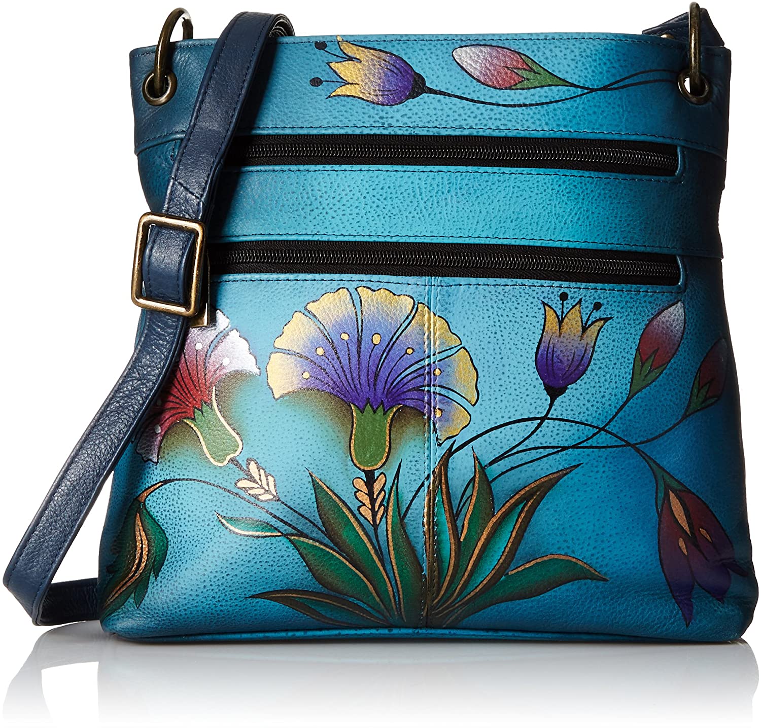 Price:$173.95    Anna by Anuschka Women's Genuine Leather Shoulder Bag | Hand Painted Original Artwork | Turkish Garden  Clothing