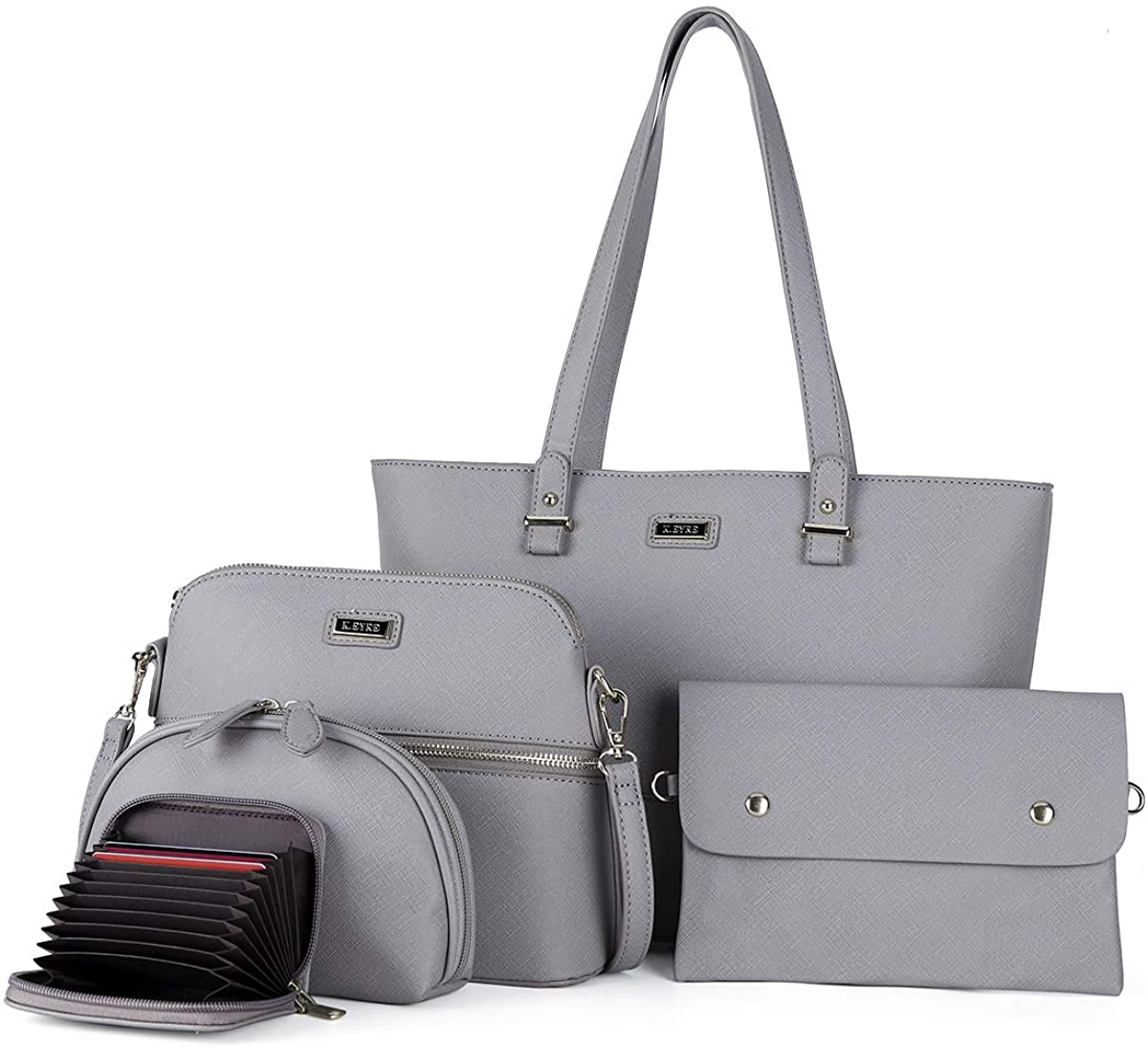 Price:$46.00    Women Fashion Handbags Tote Bag Shoulder Bag Top Handle Satchel Purse Set 5pcs (2061#K122#465GREY)  Clothing