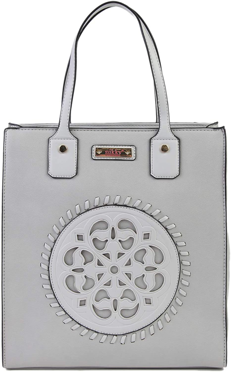 Price:$25.58    Nikky Women's Solid Gray Tote Bag Detachable Shoulder Strap, Grey, One Size  Clothing
