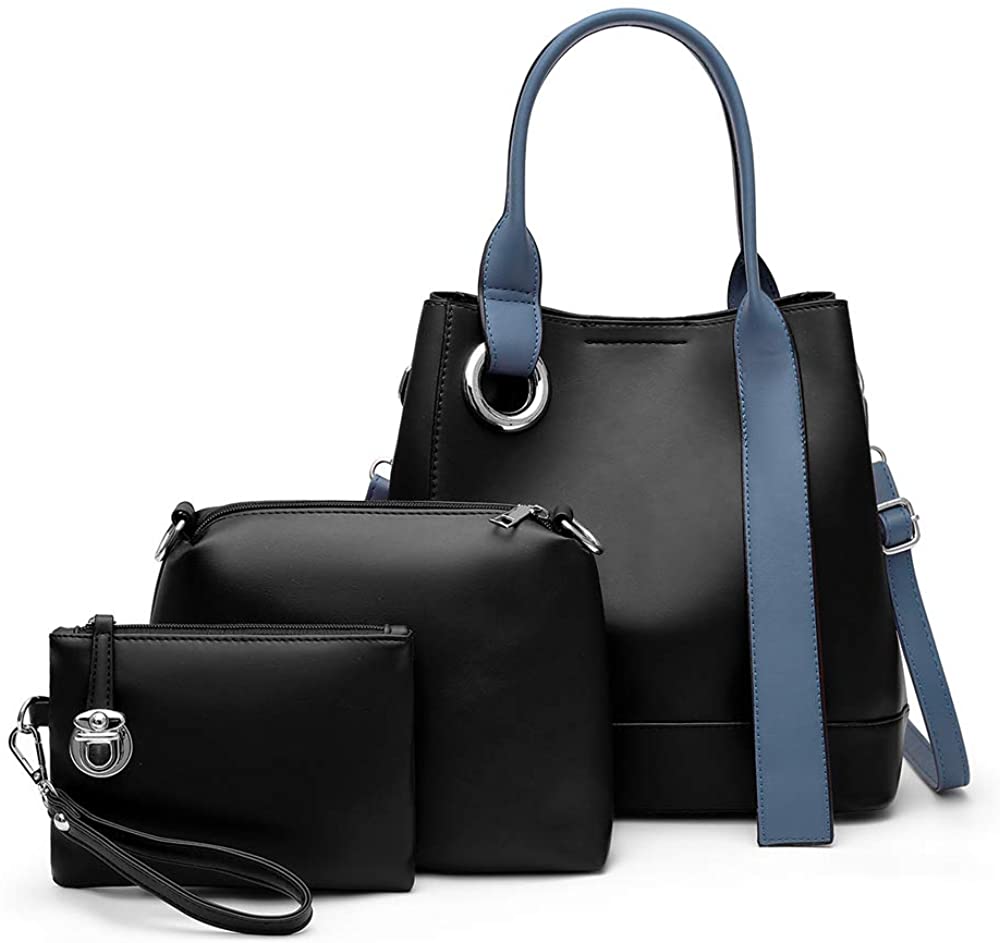 Price:$29.99    Womens Bucket Bags Shoulder Purses and Hobo Handbags Set Medium Crossbody Bag Top Handle Satchel Tote Purse (black)  Clothing