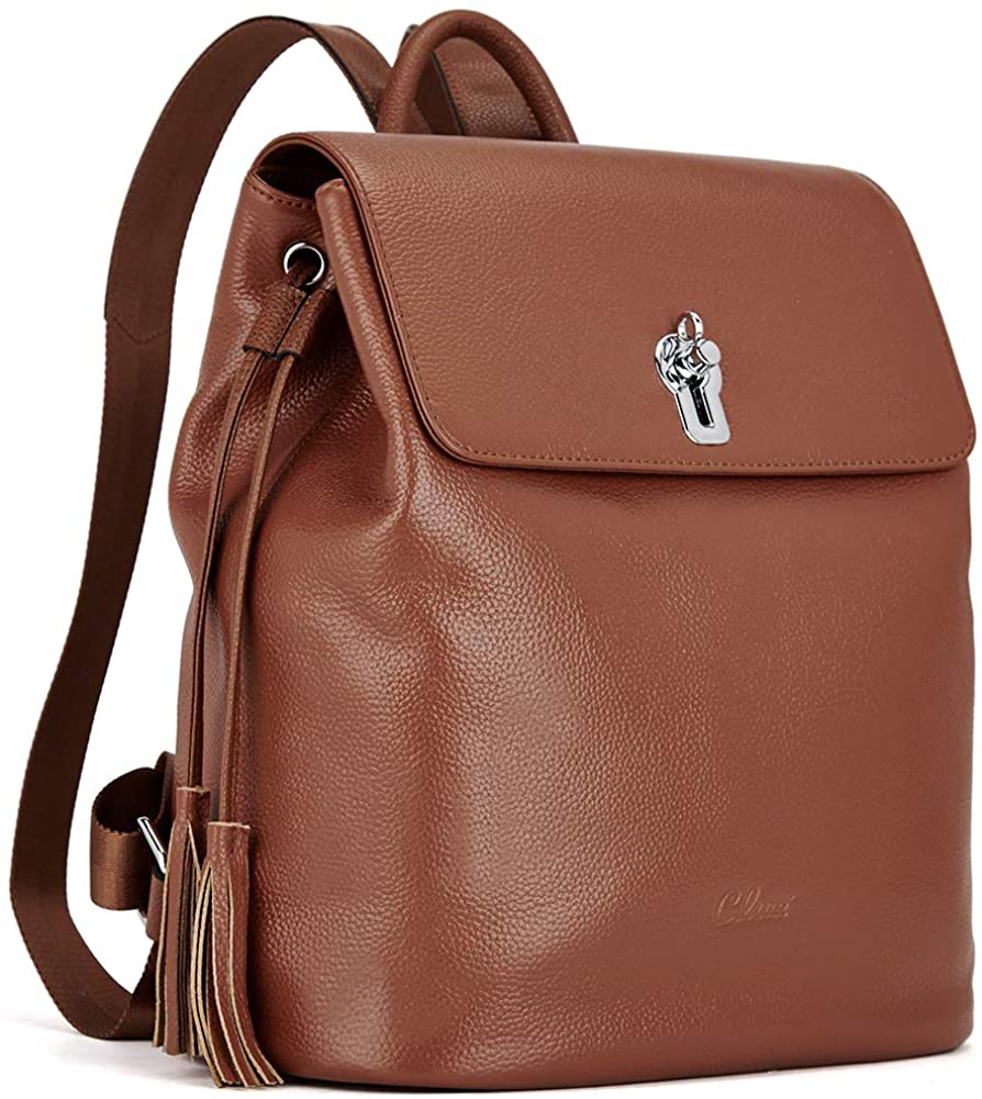 Price:$59.99    Women Backpack Purse Soft Genuine Leather Fashion Large Travel Designer Ladies Flap Drawstring Shoulder Bag with Tassel Brown  Clothing