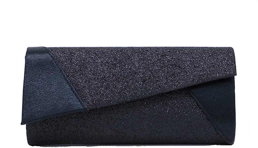 Price:$9.99 Womens Sequined Flap Envelope Clutch Purse Glittered Evening Bag Shiny Handbag Shoulder Bag  Handbags   