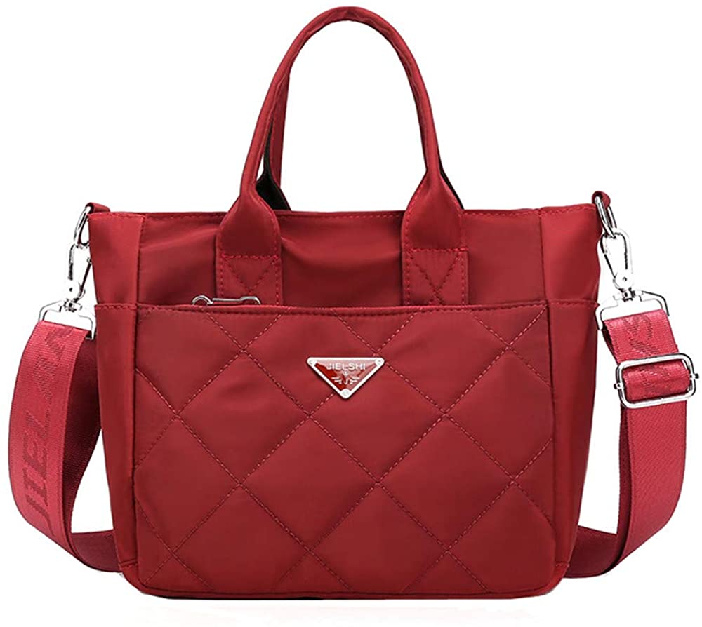 Price:$15.99    Women's Nylon Handbag Fashion Tote Shoulder Bag Shopper Purse Crossbody Bag (Wine)  Clothing