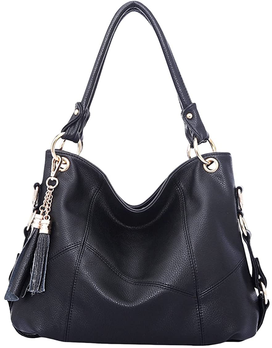 Price:$31.99    Womens Purse Handbag Shoulder Bags Tote Bags Hobo Leather Tassel,Black  Clothing