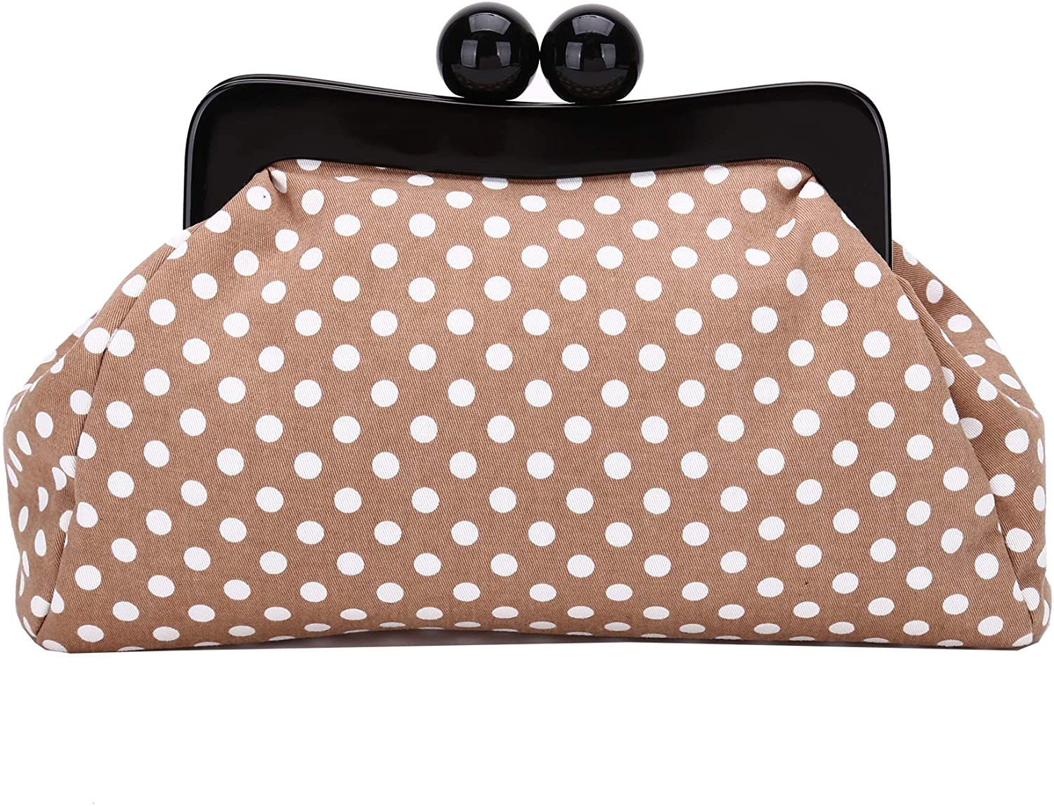 Price:$16.99    Handbag Kiss Lock Cross Body Polka Dotpurses Shoulder Messenger Tote Bags Wallet Oxford Fabric For Women Girls  Clothing