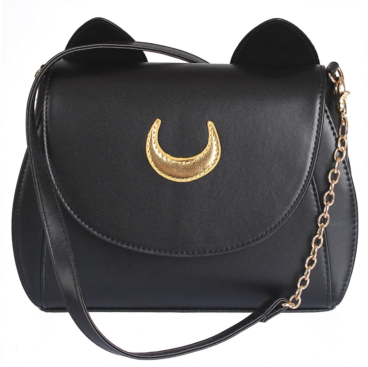 Price:$20.88    AKStore Women's Handbag Cat Purses Cosplay Sailor Moon Bag PU Leather Girls Handbag Shoulder Bags (Black)  Clothing