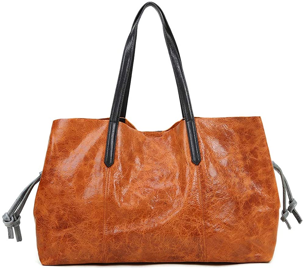 Price:$104.99    Vintage Genuine Leather Purses and Handbags for Women Large Designer Work Tote Bag Ladies Hobo Shoulder Bag Satchel(Brown)  Clothing