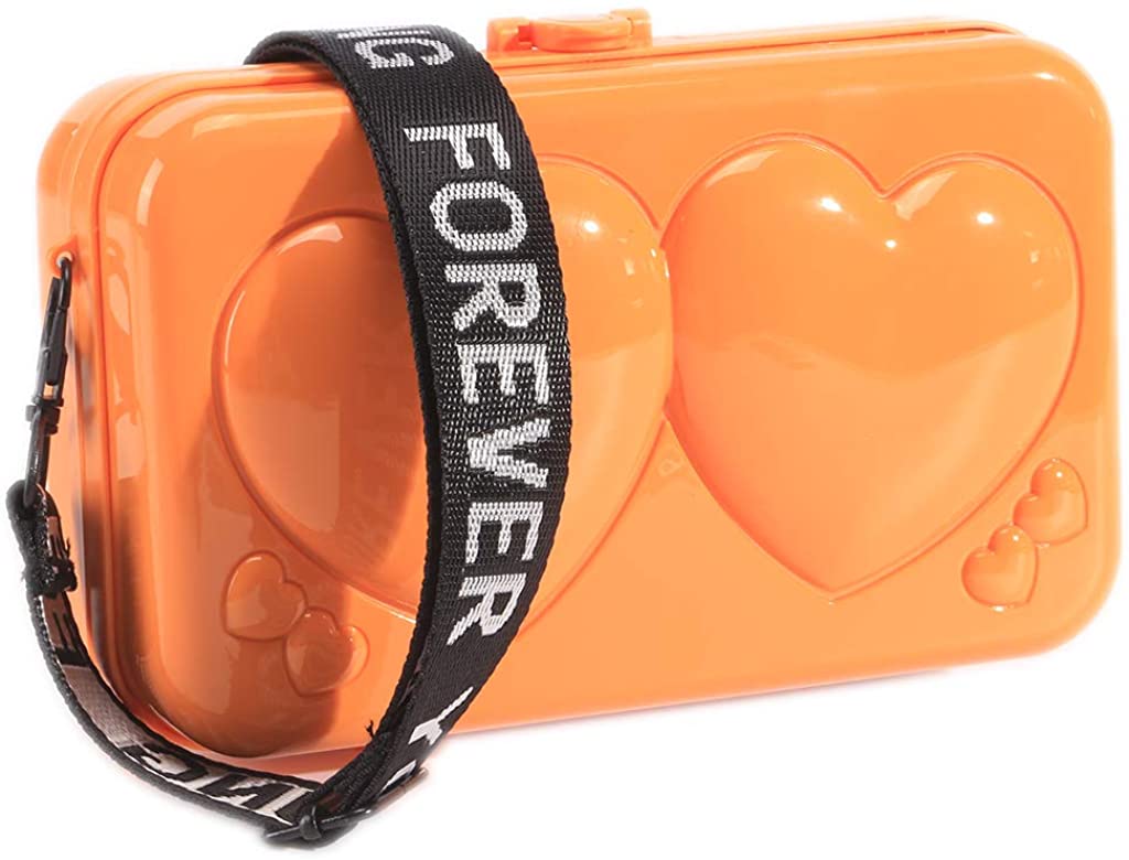 Price:$15.99 Women Clear Purse Acrylic Clear Clutch Bag, Shoulder Handbag With Removable Strap (Orange)  Handbags   