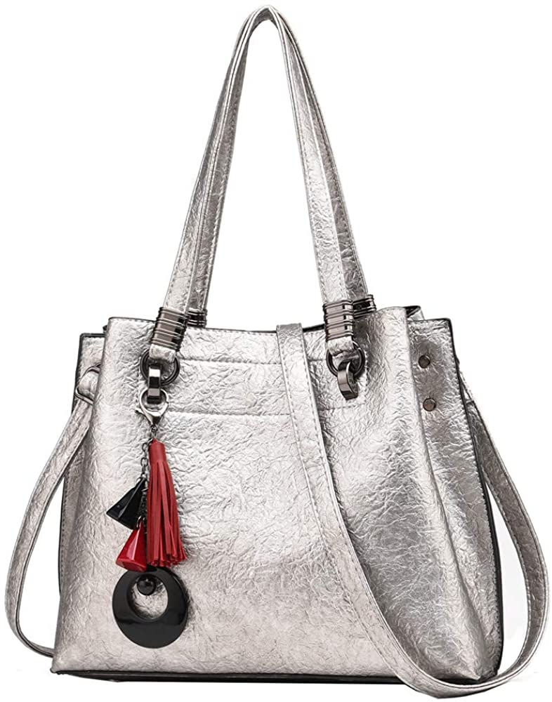 Price:$29.99    YOUNNE Large Tote Bag for Women Shoulder Crossbody Handbags with Adjustable Strap for Female(Silver)  Clothing