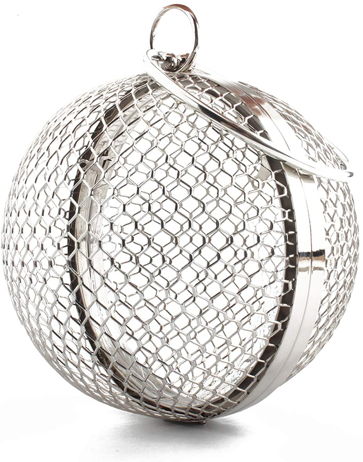 Price:$24.98 Oweisong Women’s Round Ball Geometric Evening Bag Clutch Acrylic Transparent Cage Purse Vintage Banquet Shoulder Handbag  Handbags   