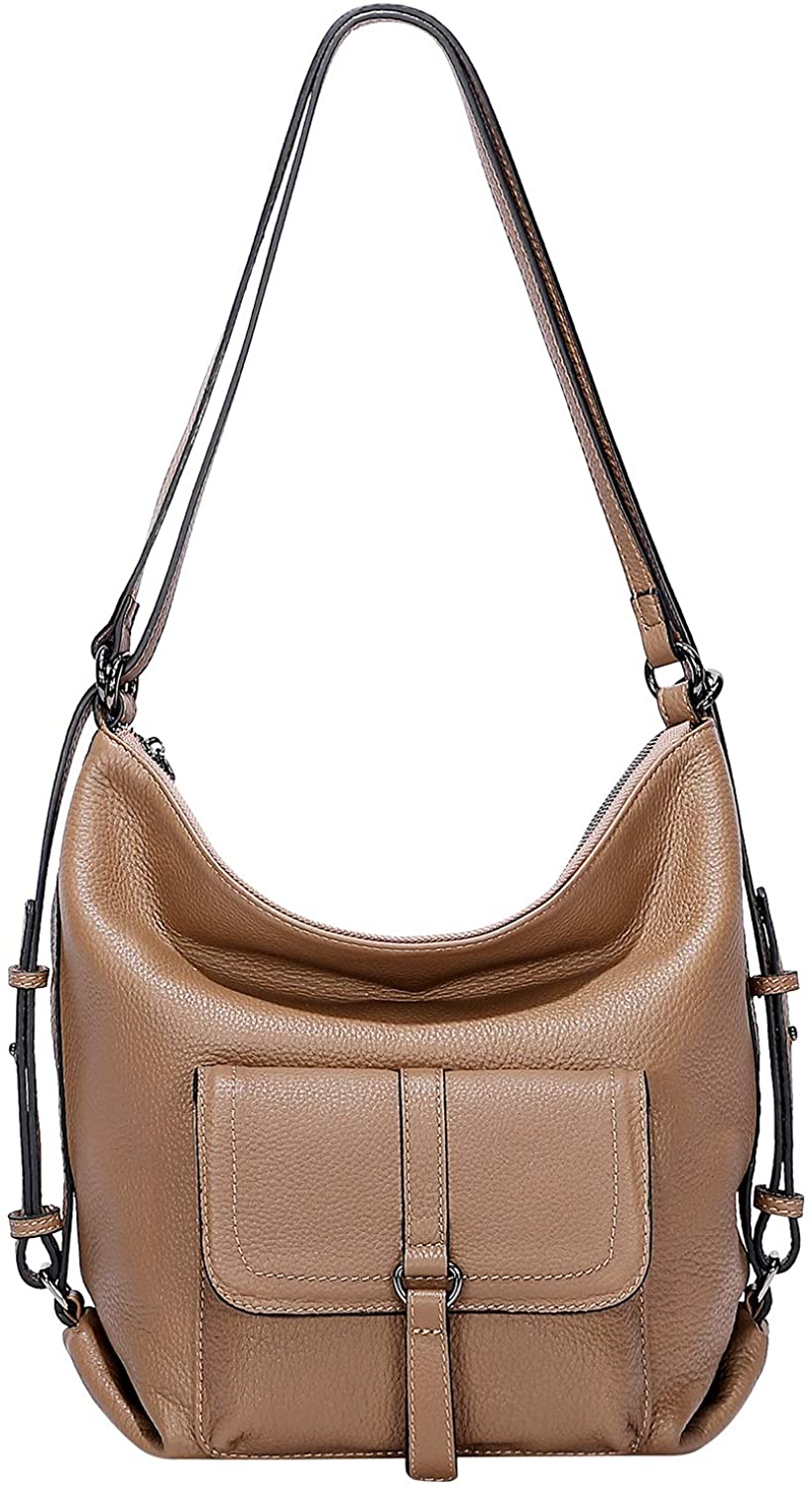 Price:$71.59    OVER EARTH Handbags for Women Soft Leather Hobo Shoulder Bags Convertible Anti Theft Backpack Purse(O113E Khaki)  Clothing
