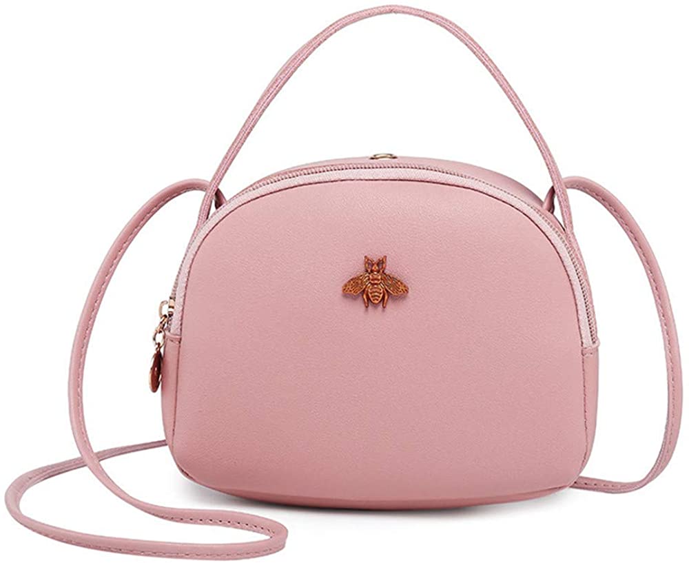 Price:$10.99 Bee Woman Bag Shoulder Bag Messenger Bag Handbag Personalized Mobile Phone Mini Bag Pink  Handbags   