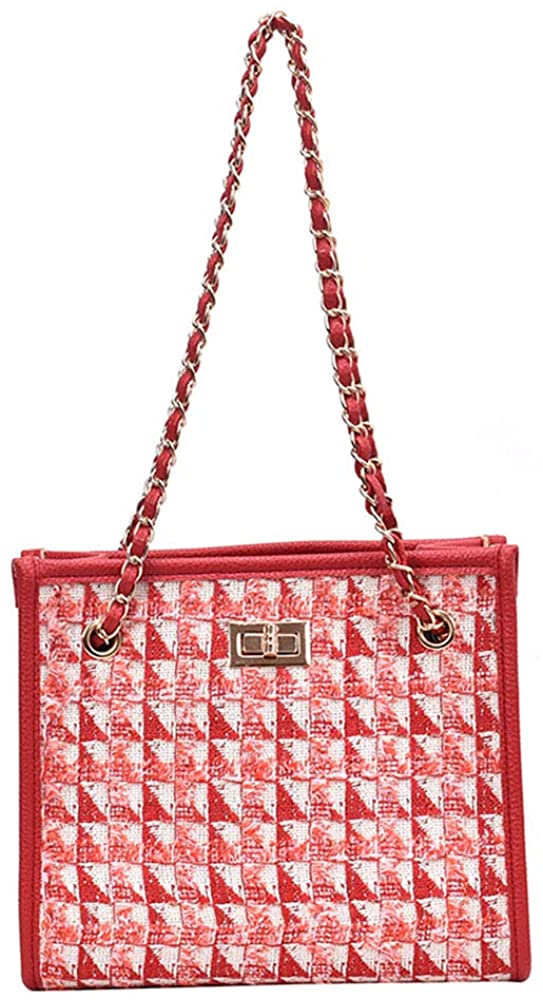 Price:$19.99 POVNOI Designer Fashion Shoulder Bag for Women Ladies Chain Crossbody Bag Quilted Purse Shoulder Handbags (red)  Handbags   