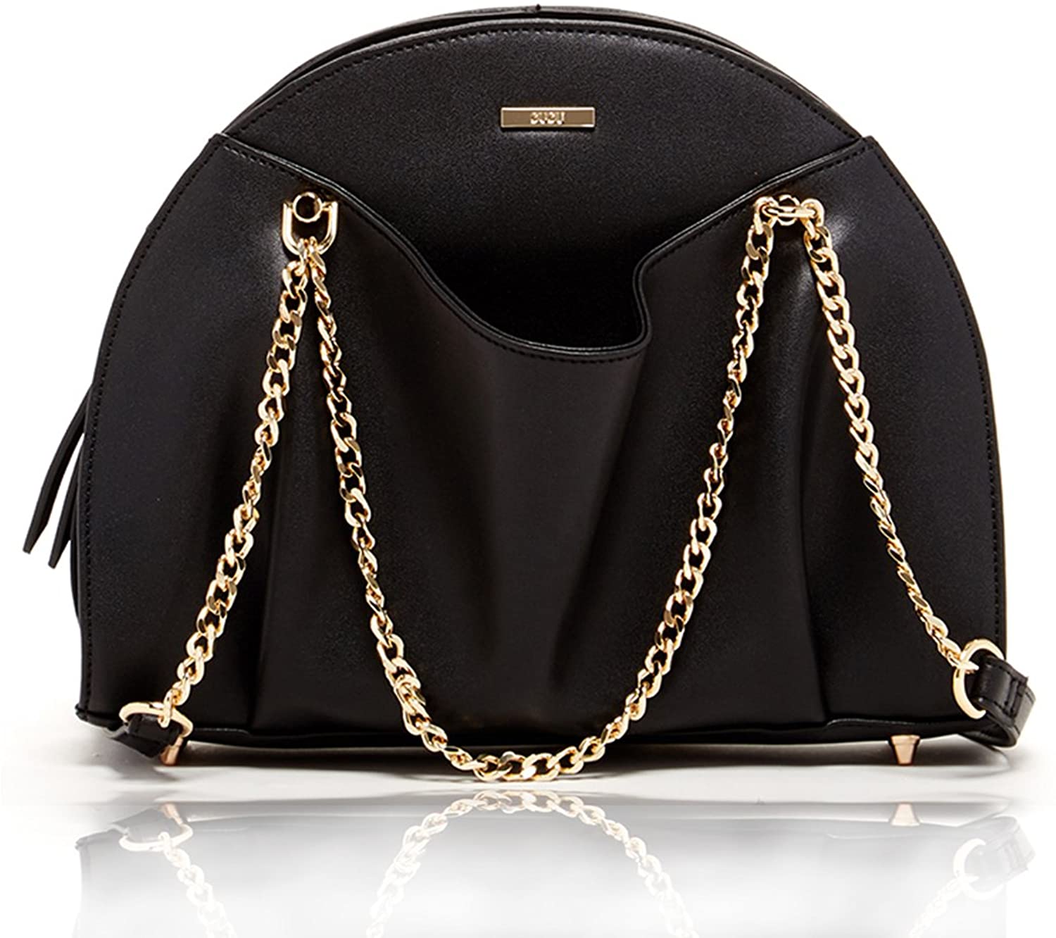 Price:$49.95    SUSU The Charlotte Unique Satchel Leather Bags for Women Black Uncommem Purses Designer Handbags Women's Shoulder Bag Double Chain Combine with Leather Handle Purse it Bags  Clothing