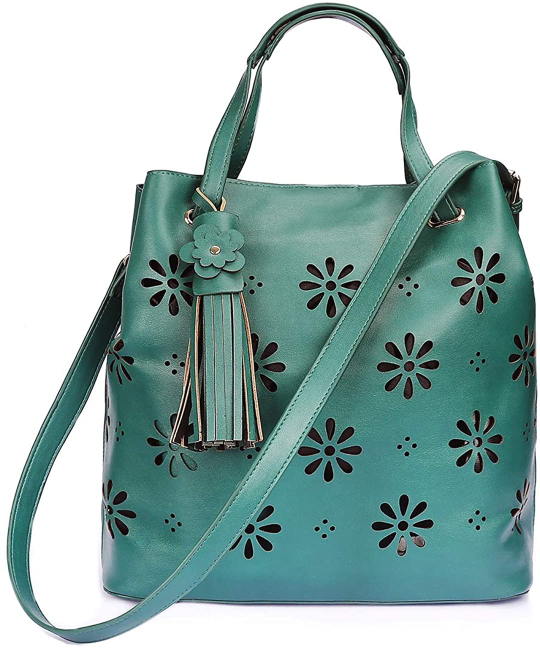 Price:$42.80    PU Leather Hobo Handbag Top Handle Shoulder Bag Tote Bags with Tassel Crossbody Bag for Women (Green)  Clothing