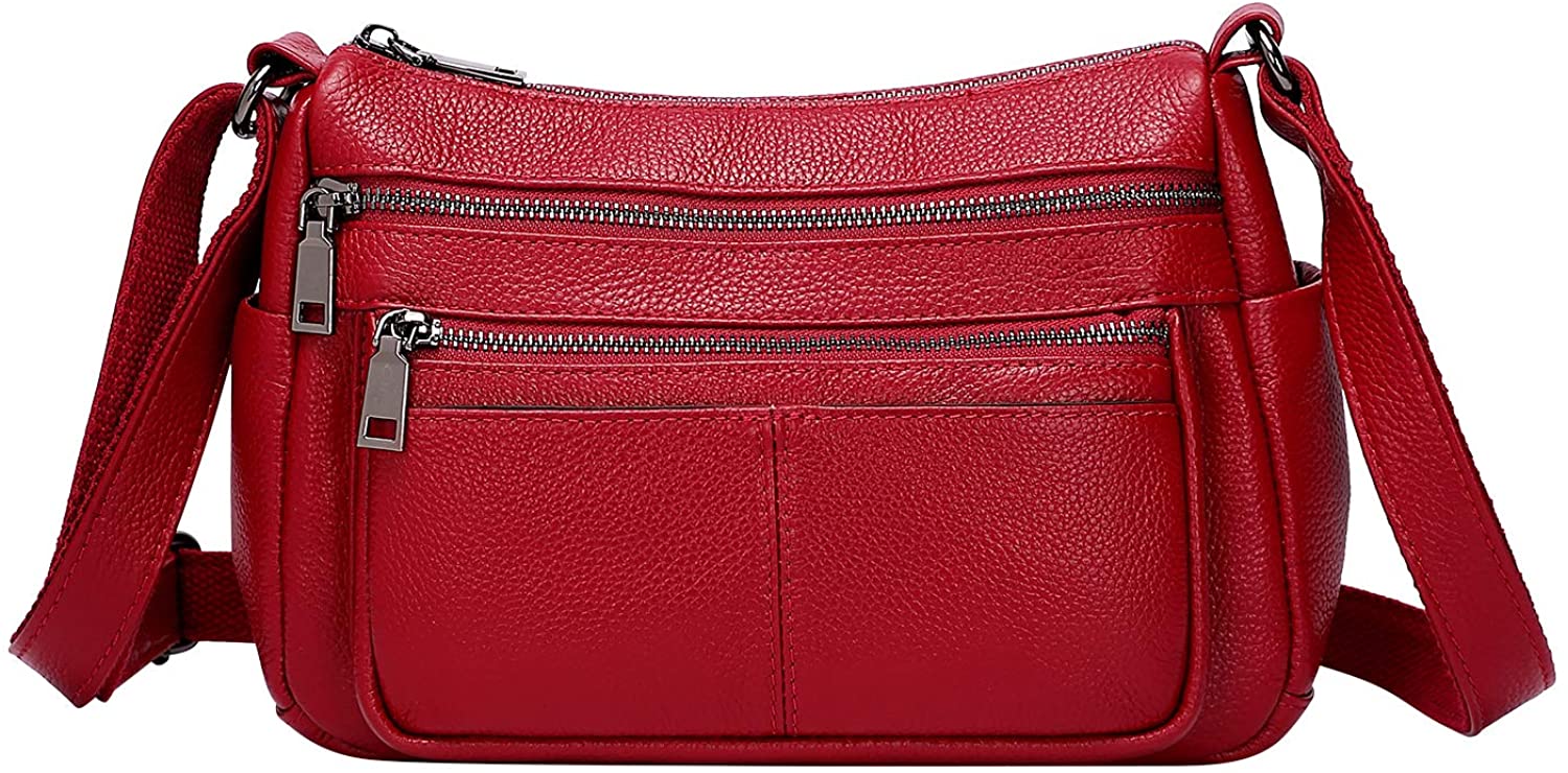 Price:$56.37 OVER EARTH Crossbody Bag for Women Soft Leather Purses and Handbags Multi Pocket Shoulder Bags Messenger Bag (O119E Wine Red)  Handbags   