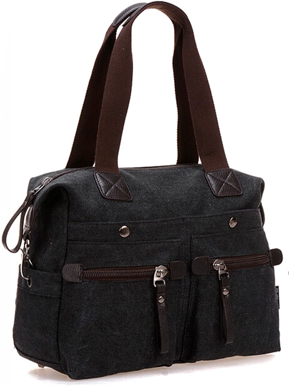 Price:$15.99    MOLLYGAN Women's Casual Canvas Top-Handle Bag Tote Handbag Vintage Weekender Shoulder Bag Black  Clothing