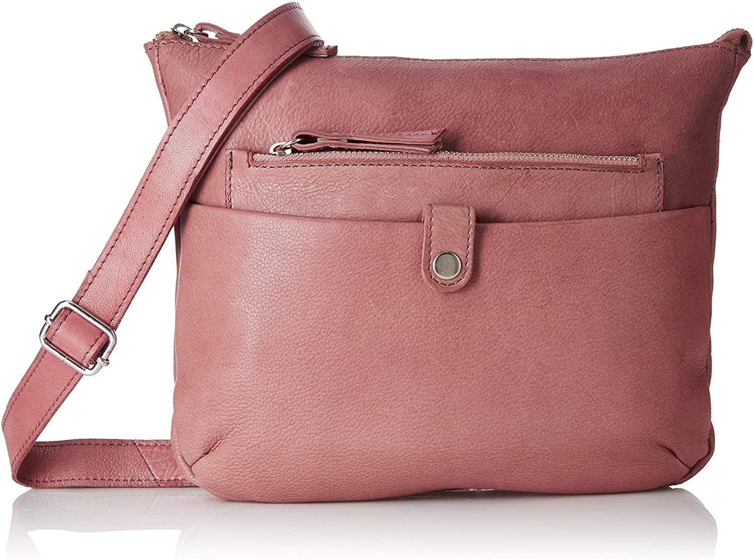Price:$40.00    Tresori Women's Real Leather Cross over Bag with Front Zip One Size Mauve  Clothing