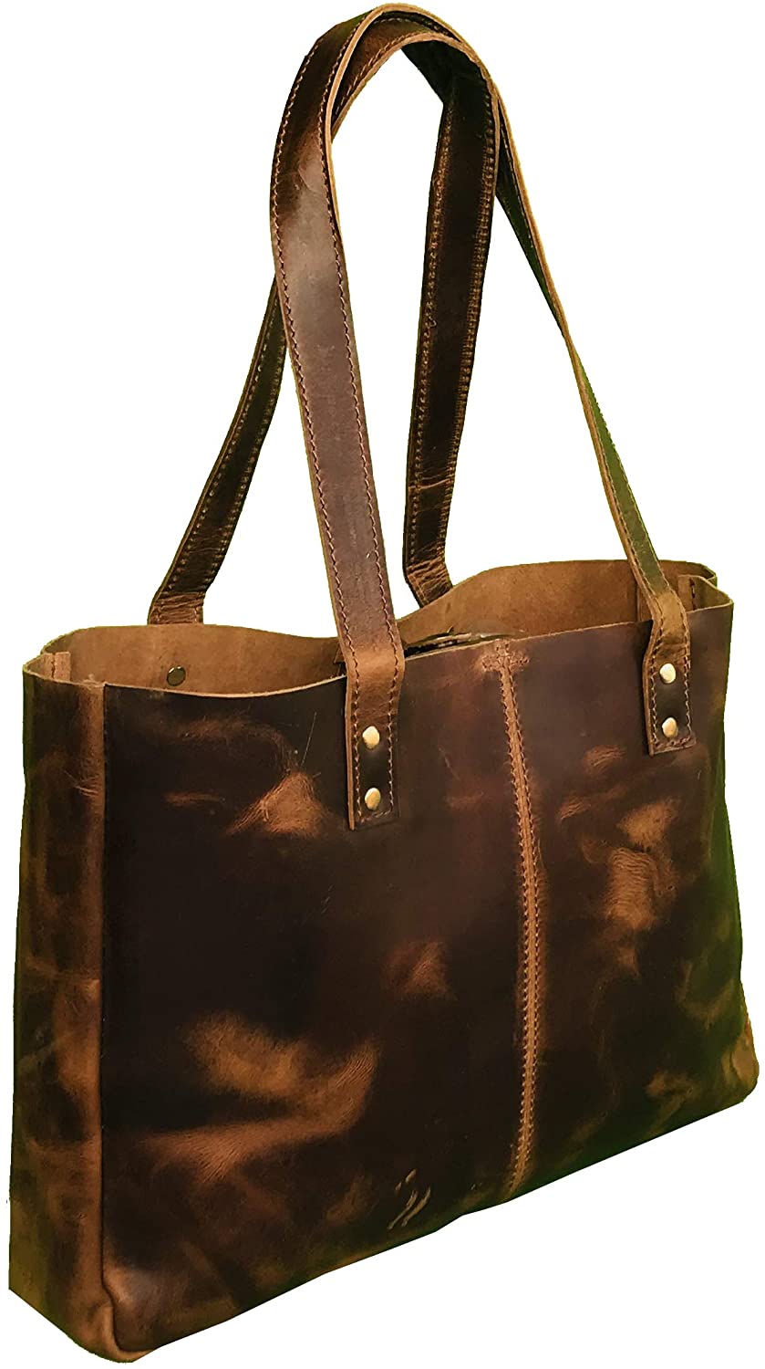 Price:$49.99    16" Vintage Buffalo Leather Bag Womens Shoulder Tote Bag  Clothing