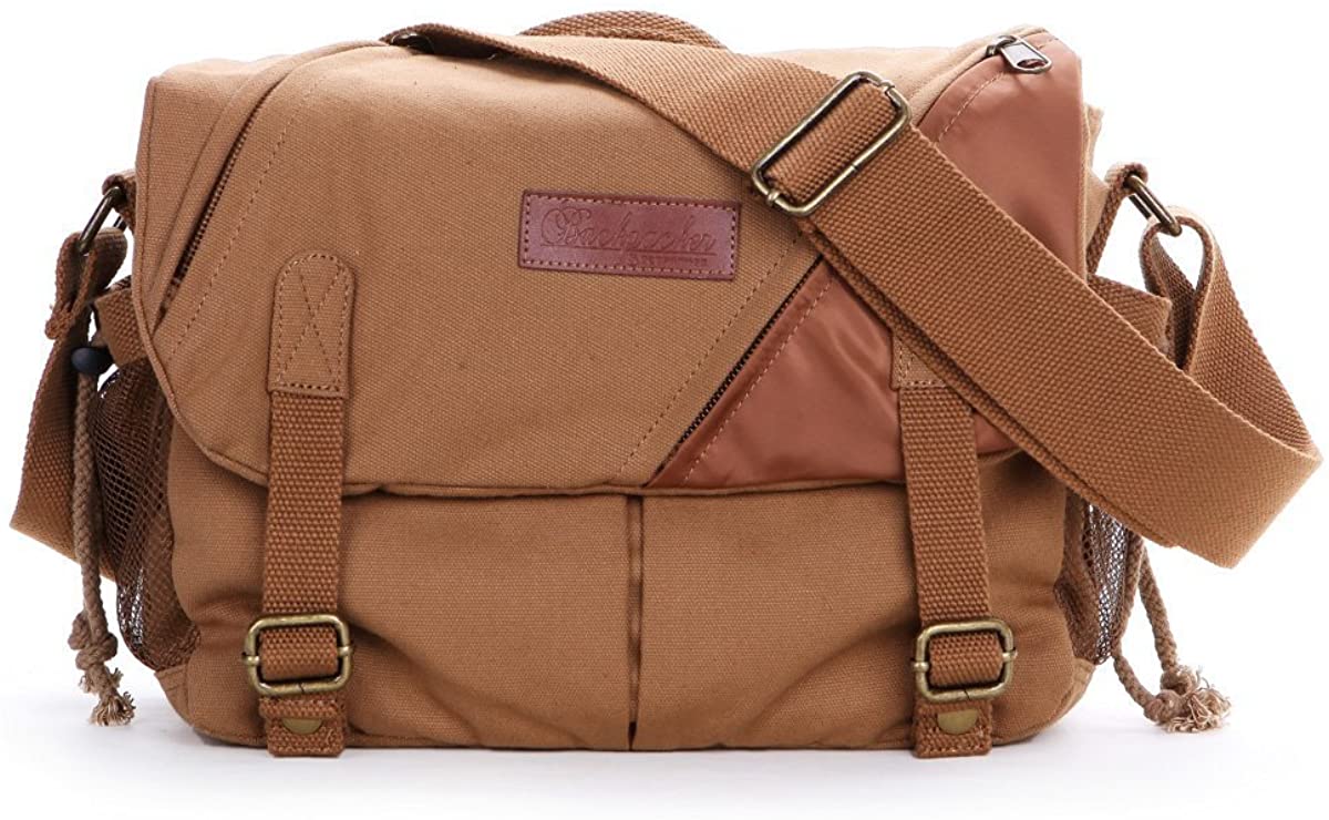 Price:$14.74    Hindawi Canvas DSLR Camera Shoulder Bag Backpack Rucksack Bag With Waterproof Cover (BBK6-Khaki)  Clothing