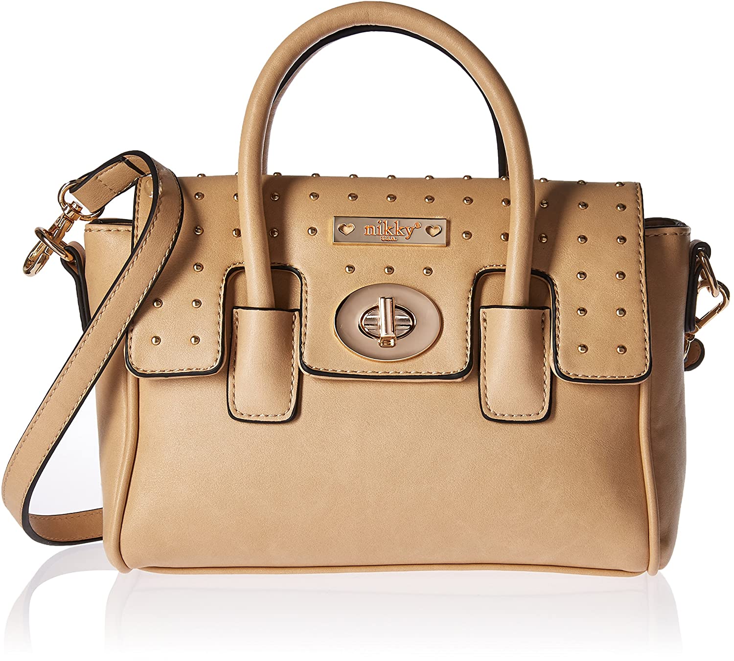 Price:$28.32    Nikky Women's Fancy Studded Spacious Beige Tote Bag, One Size  Clothing