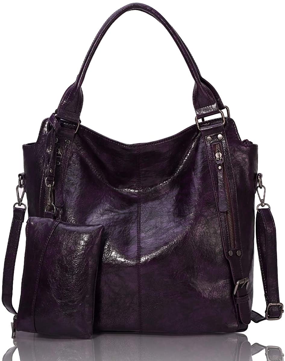 Price:$34.99    Angel Barcelo Women Tote Bag Handbags PU Leather Fashion Hobo Shoulder Bags with Adjustable Shoulder Strap Purple  Clothing