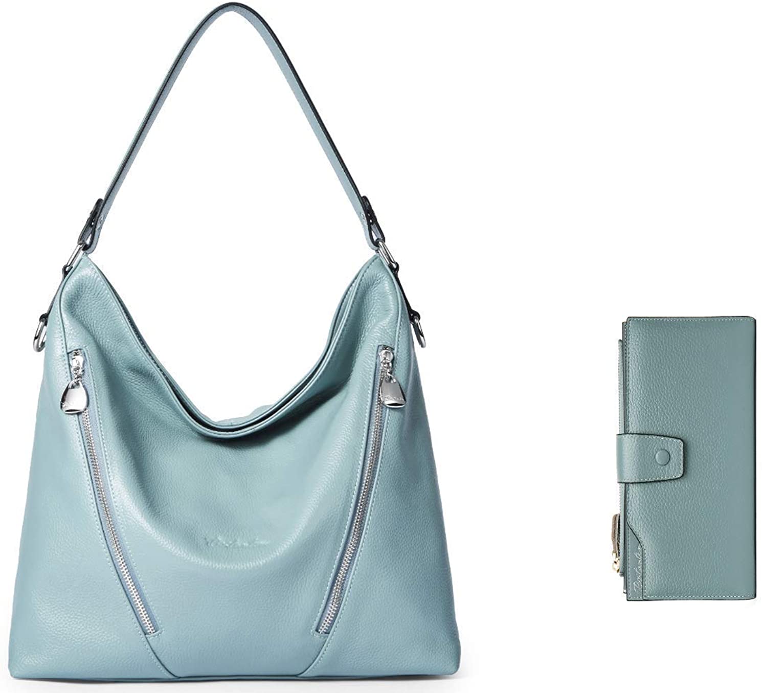 Price:$87.55    BOSTANTEN Women Leather Handbag Designer Large Hobo Purses Shoulder Bags Blue+BOSTANTEN Womens Wallet Genuine Leather Wallets Large Capacity Cash Cluth Purses with Zipper Pocket Blue Grey  Clothing