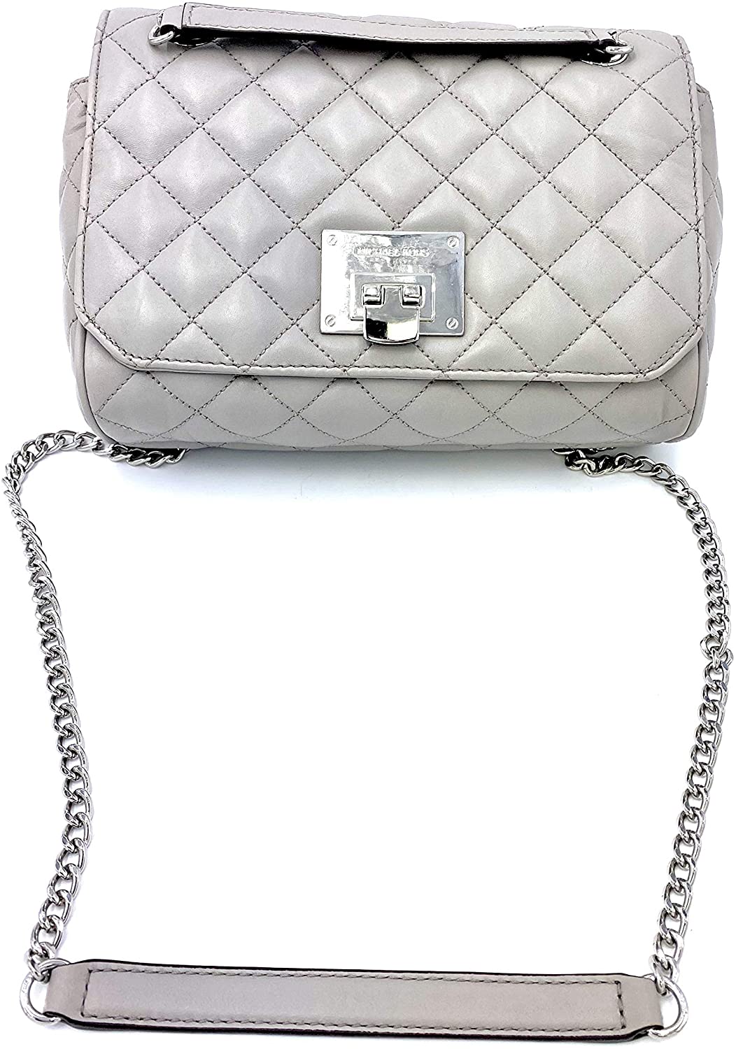 Price:$179.99 Michael Kors 35T66SVAF1L Vivianne Pearl Grey Womens Leather Shoulder Bag  Handbags   