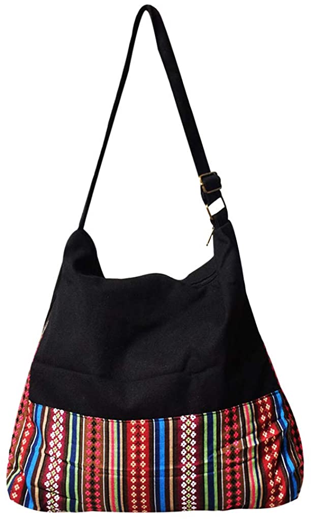Price:$11.99 WITERY Bucket Bag Shoulder Literary Fan Linen Cotton Jacquard Bag Causal Cloth Purse Bag Large Capacity Bucket Bag for Traveling Working Shopping for Women  Handbags   