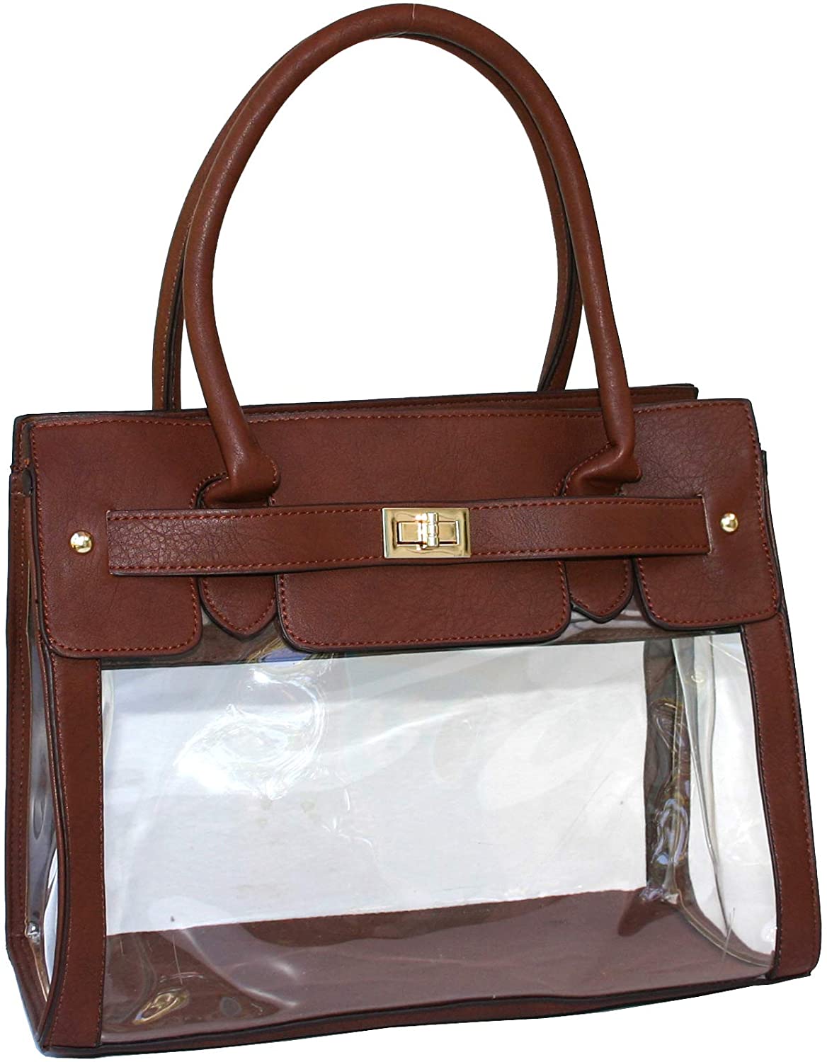 Price:$45.99    Clear Transparent Tote Purse Beach Bag Handbag - Brown  Clothing