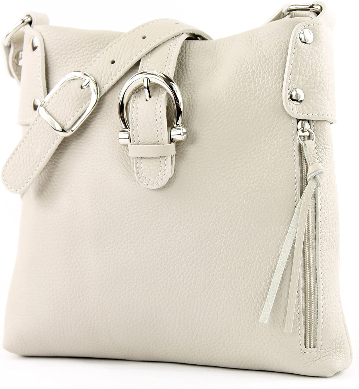 Price:$49.00    Ital. Leather Case Shoulder Bag Girl Messenger Shoulder Bag Citybag T04, Color Light beige  Clothing