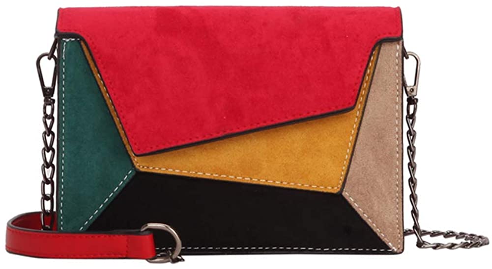 Price:$22.00    Fashion Leather Patchwork Women Messenger Bag Chain Strap Shoulder Bag Vintage Ladies' Flap Bag  Clothing