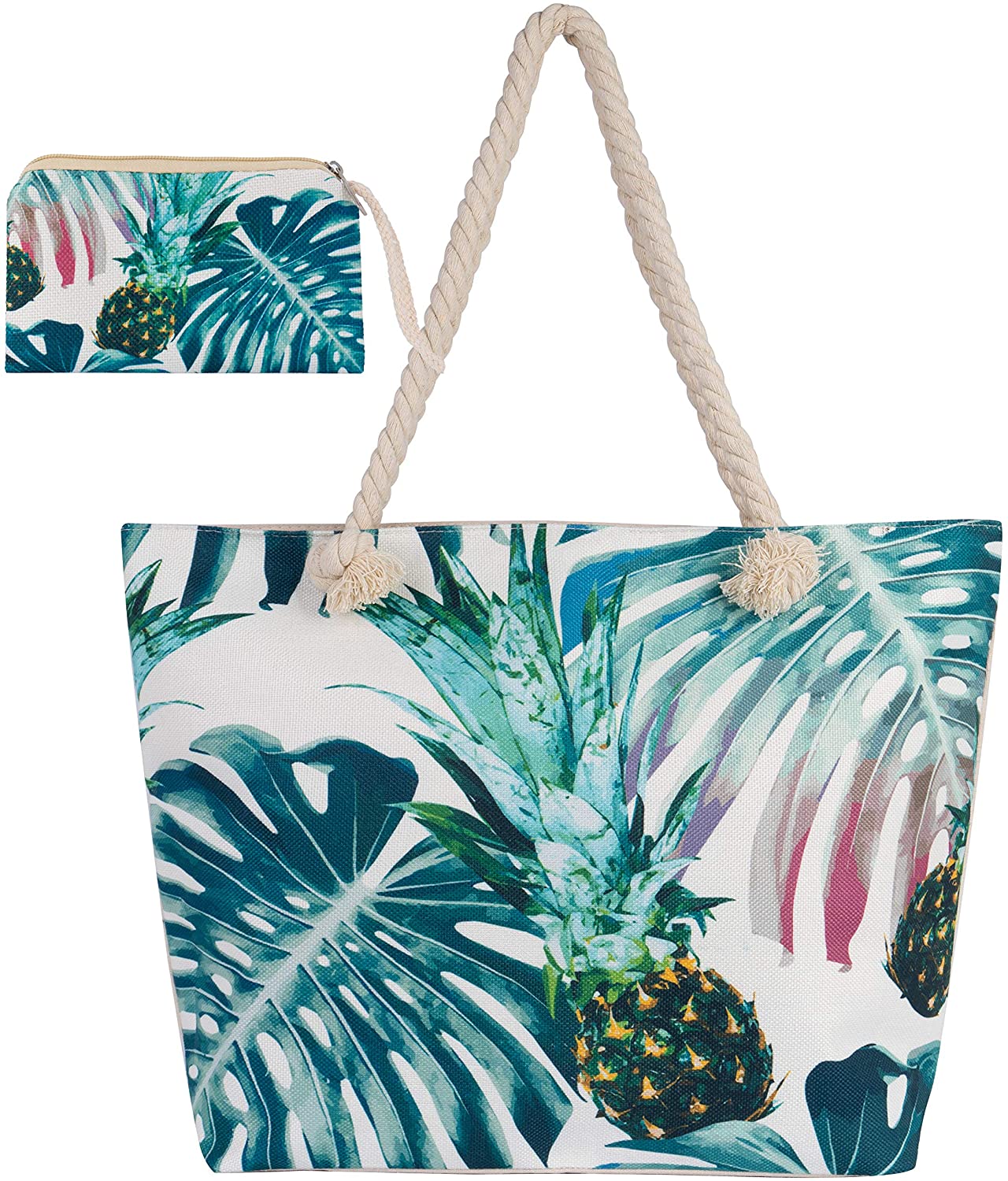 Price:$17.99    Canvas Pineapple Tote Bag Large Women Tote Beach Bag Travel School Handbag Shoulder Bag Shopping Bag with Rope Handles for Women Girls Travel Daily Beach  Clothing