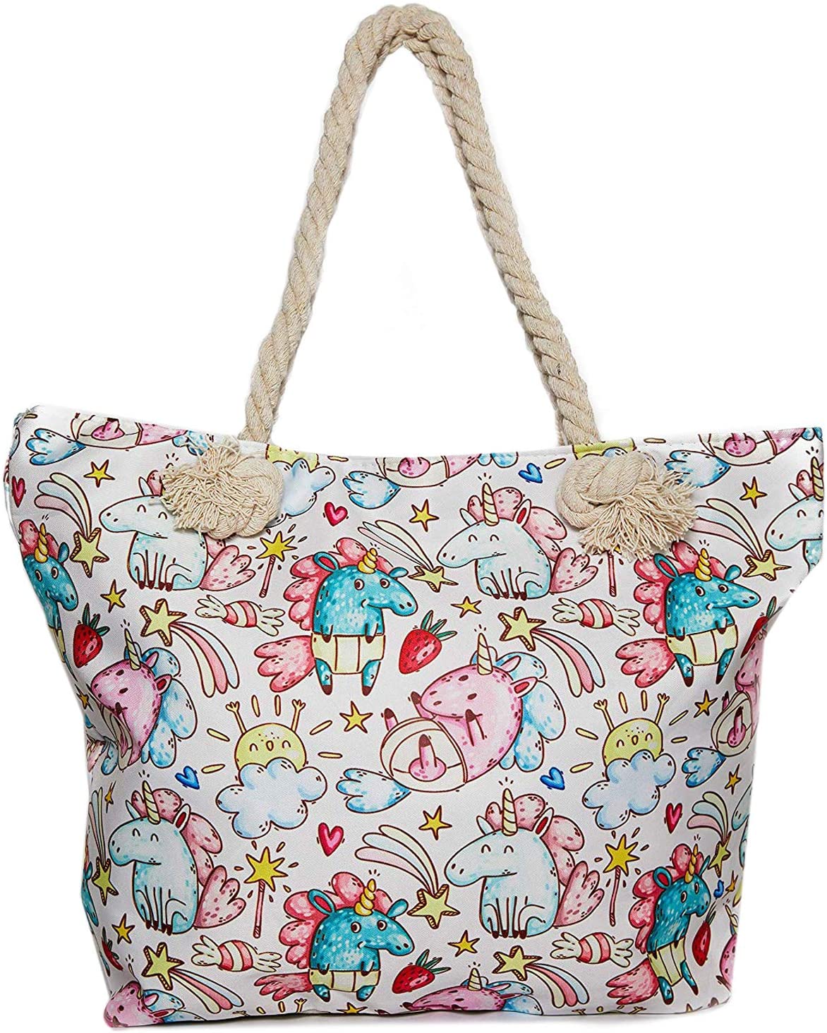 Price:$8.99    Baby Unicorn Beach Shoulder Tote Bag - Baby Unicorn Weekender Travel Bag - Comes with Quick Reach Zipper Pouch  Clothing