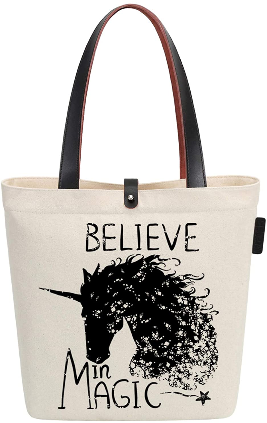 Price:$18.96    So'each Women's Believe Magic Unicorn Graphic Canvas Handbag Tote Shoulder Bag  Clothing