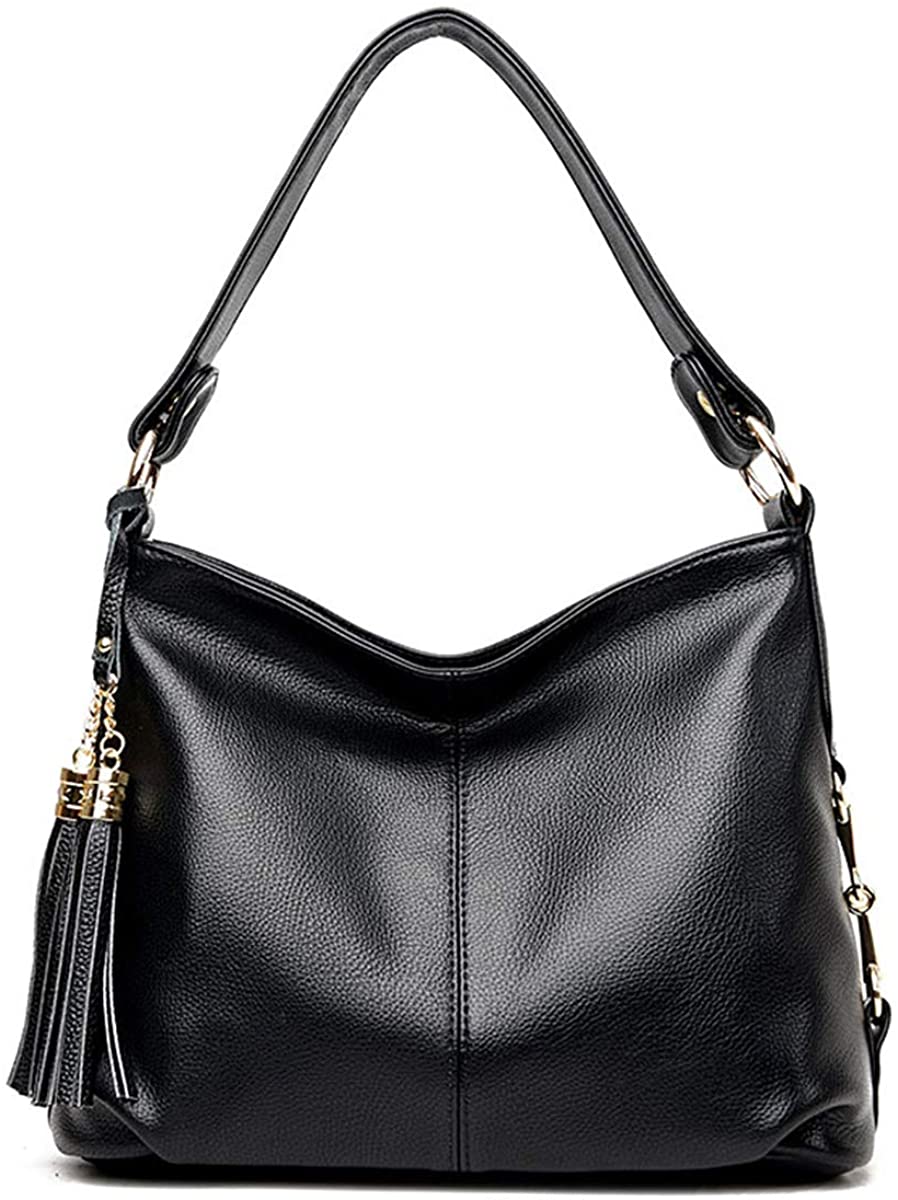 Price:$29.99 Handbags for Women Synthetic Leather Hobos Bag with Tassel Shoulder Bag Cross Body Bag Black  Handbags   