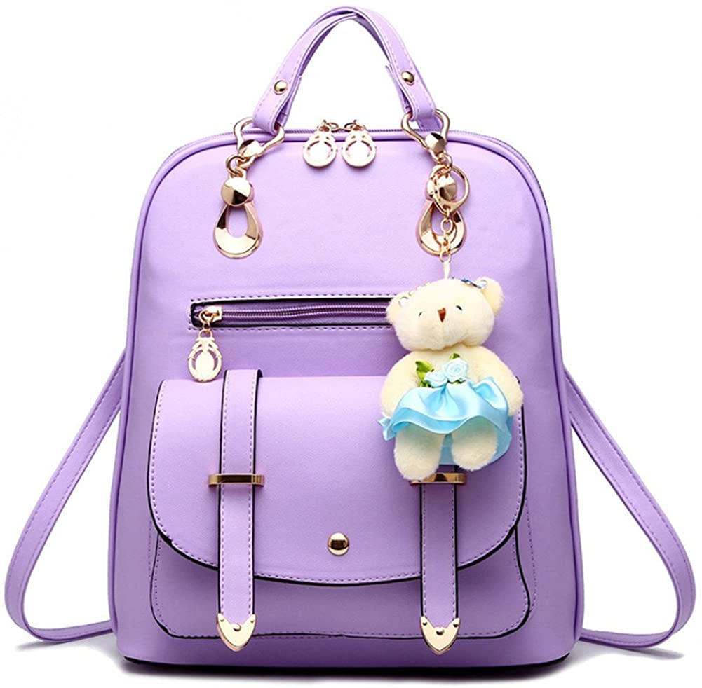 Price:$21.80    Hynbase Women's Summer Cute Korean Leather Student Bag Backpack Shoulder Bag Purple  Clothing